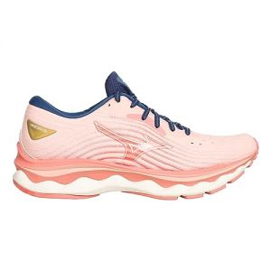 Mizuno Ladies Wave Sky 6 Running Shoes Neutral Shoe Pink - Grey 40