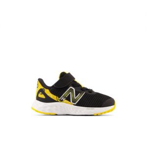 New Balance Infants' Fresh Foam Arishi v4 Bungee Lace with Top Strap in Black/Orange Synthetic, size 4.5