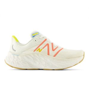 New Balance Women's Fresh Foam X More v4 in White/Red/Yellow Synthetic, size 8 Narrow