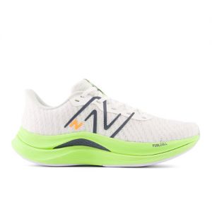 New Balance Women's FuelCell Propel v4 in White/Green/Blue Synthetic, size 8 Narrow