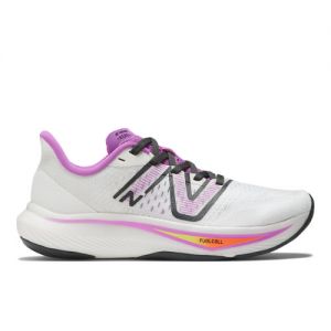 New Balance Women's FuelCell Rebel v3 in White/Pink/Grey Synthetic, size 8 Narrow