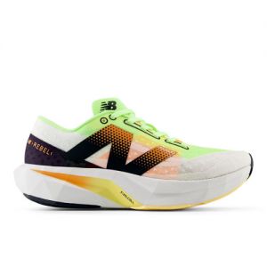 New Balance Men's FuelCell Rebel v4 in White/Green/Orange Synthetic, size 7