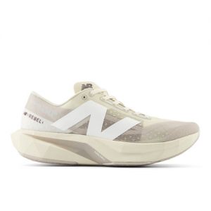 New Balance Women's Sydney's Signature Collection FuelCell Rebel v4 in Beige/Grey/White/Brown Synthetic, size 7 Narrow