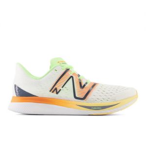 New Balance Women's FuelCell SuperComp Pacer in White/Orange/Green Synthetic, size 6.5 Narrow