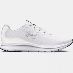 Women's  Under Armour  Charged Impulse 3 Knit Running Shoes White / White / Metallic Silver 3