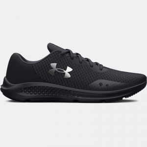 Women's  Under Armour  Charged Pursuit 3 Running Shoes Black / Black / Metallic Silver 8