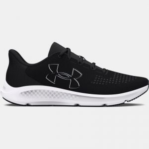Women's  Under Armour  Charged Pursuit 3 Big Logo Running Shoes Black / Black / White 9.5