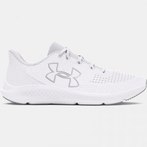 Women's  Under Armour  Charged Pursuit 3 Big Logo Running Shoes White / White / White 9.5