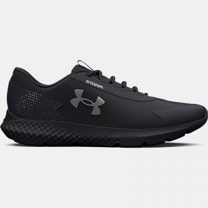 Men's  Under Armour  Charged Rogue 3 Storm Running Shoes Black / Black / Metallic Silver 14