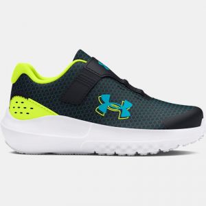 Boys' Infant  Under Armour  Surge 4 AC Running Shoes Black / High Vis Yellow / Circuit Teal 9.5