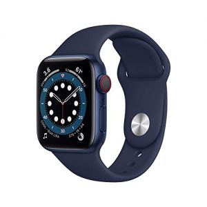 Apple Watch Series 6 40mm (GPS + Cellular) - Blue Aluminium Case with Deep Navy Sport Band (Renewed)
