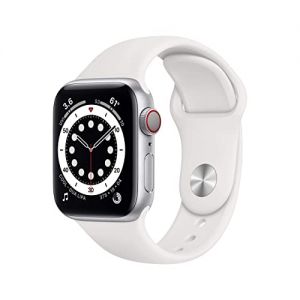 Apple Watch Series 6 40mm (GPS + Cellular) - Silver Aluminium Case with White Sport Band (Renewed)