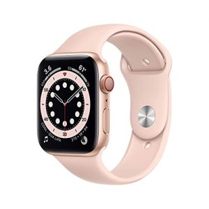 Apple Watch Series 6 44mm (GPS + Cellular) - Gold Aluminium Case with Pink Sand Sport Band (Renewed)