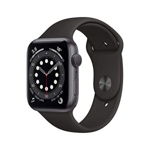 Apple Watch Series 6 44mm (GPS) - Space Grey Aluminium Case with Black Sport Band (Renewed)