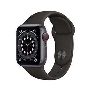 Apple Watch Series 6 40mm (GPS + Cellular) - Space Grey Aluminium Case with Black Sport Band (Renewed)
