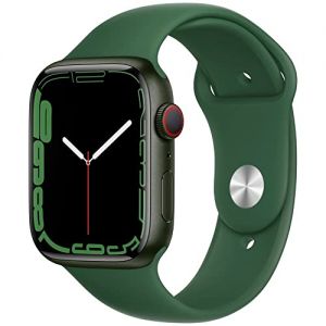 Apple Watch Series 7 [GPS + Cellular 45mm] Green Aluminum Case with Clover Sport Band (Renewed)