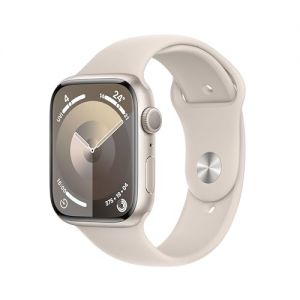 Apple Watch Series 9 [GPS 45mm] Smartwatch with Starlight Aluminum Case with Starlight Sport Band S/M. Fitness Tracker