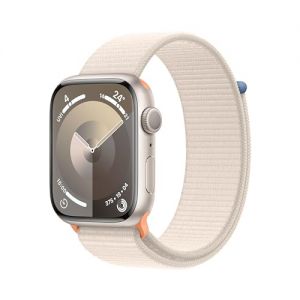 Apple Watch Series 9 [GPS 45mm] Smartwatch with Starlight Aluminum Case with Starlight Sport Loop One Size. Fitness Tracker
