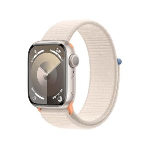 Apple Watch Series 9 [GPS 41mm] Smartwatch with Starlight Aluminum Case with Starlight Sport Loop One Size. Fitness Tracker