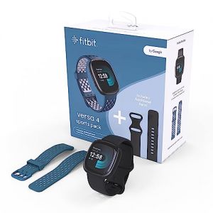Fitbit Versa 4 Bundle (With Sports Band) Fitness Smartwatch with built-in GPS and up to 6 days battery life - compatible with Android and iOS.