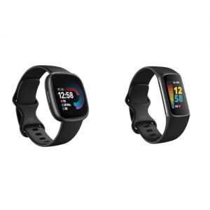 Fitbit Versa 4 Fitness Smartwatch with built-in GPS and up to 6 days battery life & Charge 5 Activity Tracker with 6-months Premium Membership Included