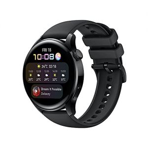 HUAWEI WATCH 3 | Connected GPS Smartwatch with Sp02 and All-Day Health Monitoring | 14 Days Battery Life - Black Fluoroelastomer Strap (Renewed)