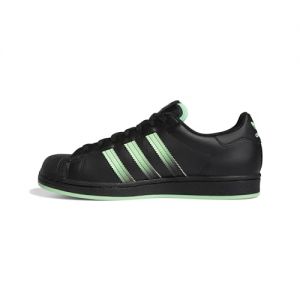 adidas Originals Superstar Sneakers for Men - Leather Construction ? Padded Tongue & Collar ? Stripes Pattern Black/Beam Green/Pulse Lilac