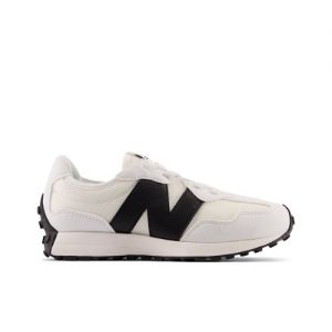 New Balance Kids' 327 Bungee Lace in White/Black Synthetic, size 11