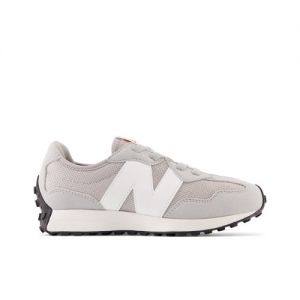 New Balance Kids' 327 Bungee Lace in Grey/White Synthetic, size 12.5