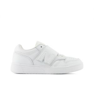 New Balance Kids' 480 Bungee Lace with Top Strap in White Synthetic