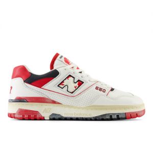 New Balance Men's 550 in White/Red/Black Leather, size 12.5