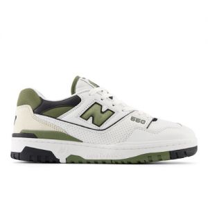 New Balance Men's 550 in White/Green/Black/Beige Leather, size 12.5