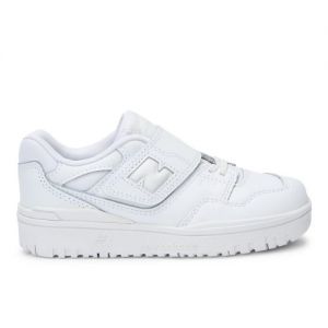 New Balance Kids' 550 Bungee Lace with Top Strap in White Leather