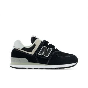 New Balance Kids' 574 Core Hook & Loop in Black/White Leather