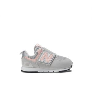 New Balance Kids' 574 NEW-B Hook & Loop in Grey/Pink Synthetic