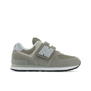 New Balance Kids' 574 Core Hook & Loop in Grey/White Leather