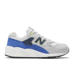 New Balance Men's 580 in Grey/White/Blue Suede/Mesh, size 9