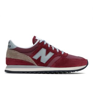 New Balance Men's MADE in UK 730 in Red/Grey/White Suede/Mesh, size 9.5