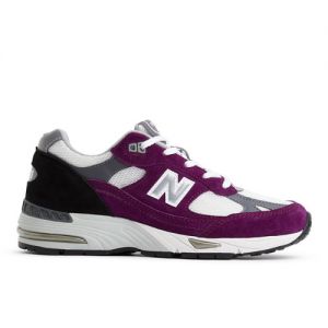 New Balance Women's MADE in UK 991v1 Bright Renaissance in Purple/Grey/Black Suede/Mesh, size 5 Narrow