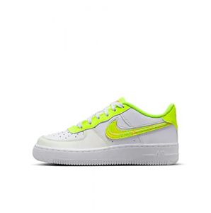 NIKE Air Force 1 LV8 GS Older Kids Fashion Trainers Sneakers Shoes DV1680 (White/Volt/Pink Glow/Multi-Colour 100) (EU38)