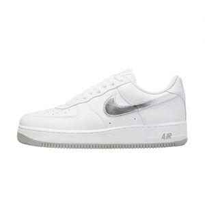 NIKE AIR Force 1 Low Retro Mens Fashion Trainers in White Silver - 10 UK