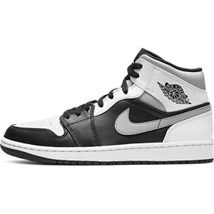 Nike Mens Air Jordan 1 Mid White Shadow - 554724 073 - Black White T Smoke Grey - Basket Ball Sneakers Limited Edition high top Smooth Leather OG Colourway Rare (UK 10)
