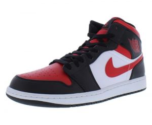 NIKE Air Jordan 1 Mid ?Alternate Bred? Mens Trainers Sneakers DQ8426 (Black/Fire Red/White 060) (UK_Footwear_Size_System