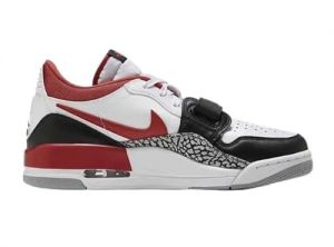 NIKE Air Jordan Legacy 312 Low GS Great School Fashion Trainers Sneakers Shoes CD9054 (White/Black/Wolf Grey/Fire Red 160) Size US7Y UK6 (EU40)