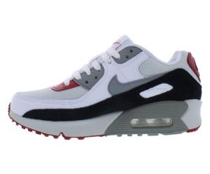 NIKE Air Max 90 LTR Leather Trainers Sneakers Fashion Shoes CD6864 (Photon Dust/Varsity Red/White/Particle Grey 019) UK5 (EU38)