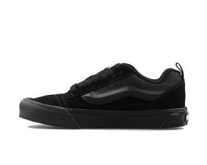 Vans Men Knu Skool Skate Shoe - Suede Low Sneaker - Lace up Closure Style - Black Monochrome