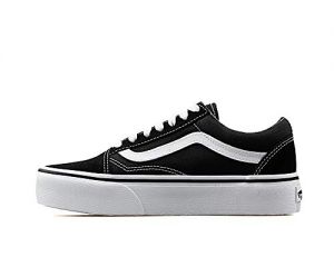 Vans Women's Old Skool Platform Sneaker Black White 4 UK